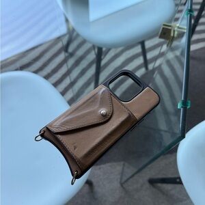 Bandolier Brown Leather Phone Holder Bag